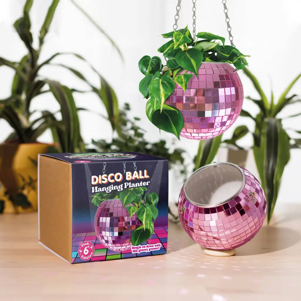 Disco Ball Hanging Planter: Pink (6 - inch)