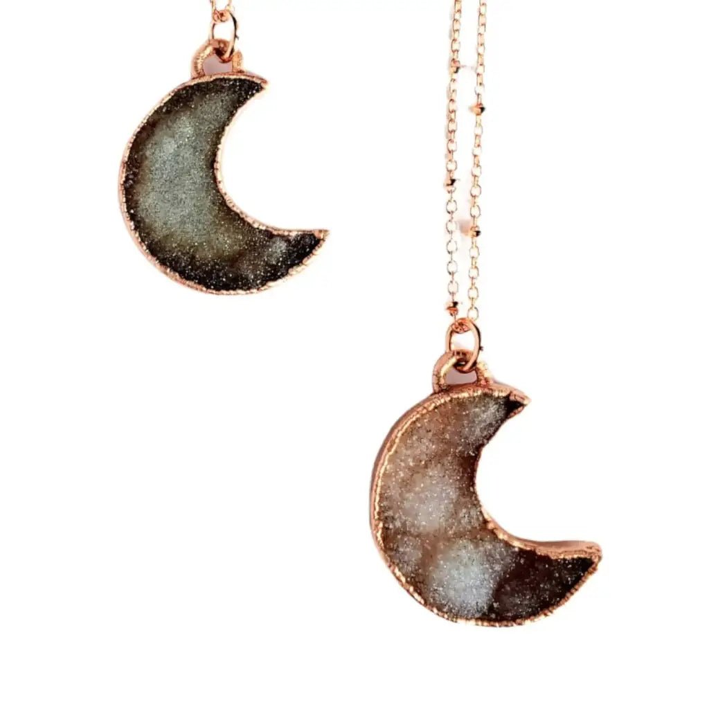 Druzy Crescent Moon Necklace
