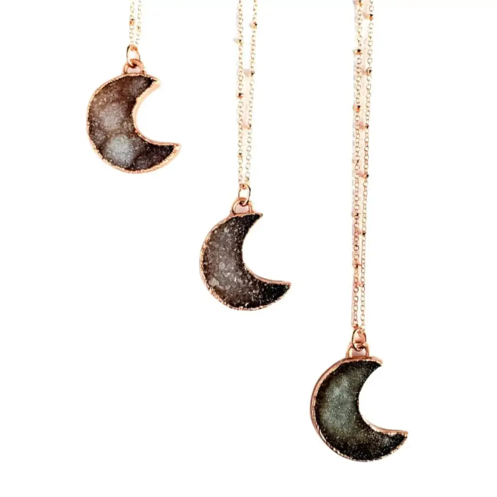 Druzy Crescent Moon Necklace