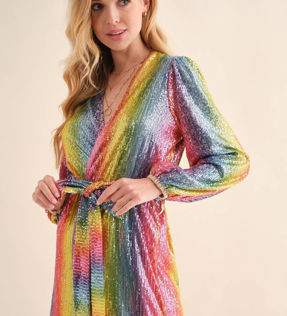 Disco Rainbow Wrap Dress