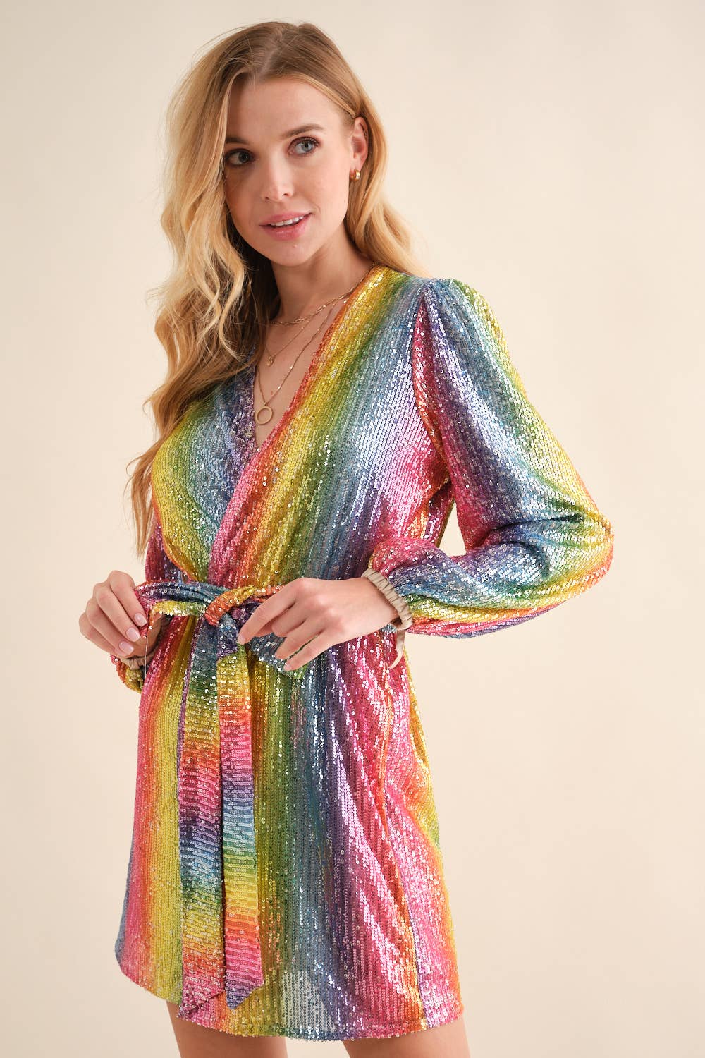 Disco Rainbow Wrap Dress