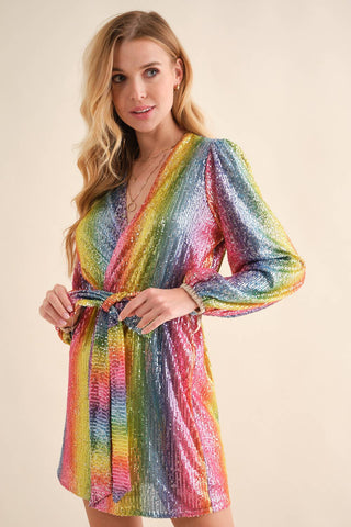 Disco Rainbow Wrap Dress