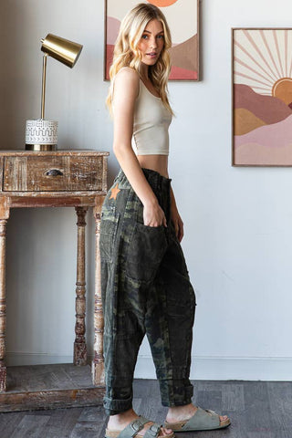 Washed Camouflage Corduroy Pants