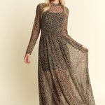 Animal Print Mesh Maxi Dress