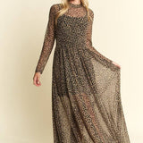 Animal Print Mesh Maxi Dress