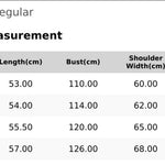 The size chart for Serenity Collective tops.