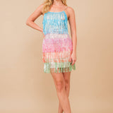 Mini Disco Dress - Sequin Metallic Fringe