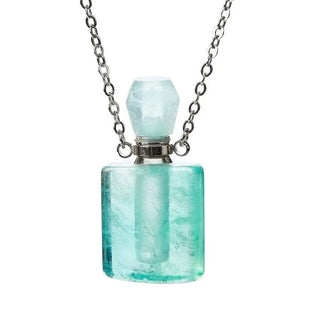 Fluorite Crystal Aromatherapy Pendant Bottle Necklace