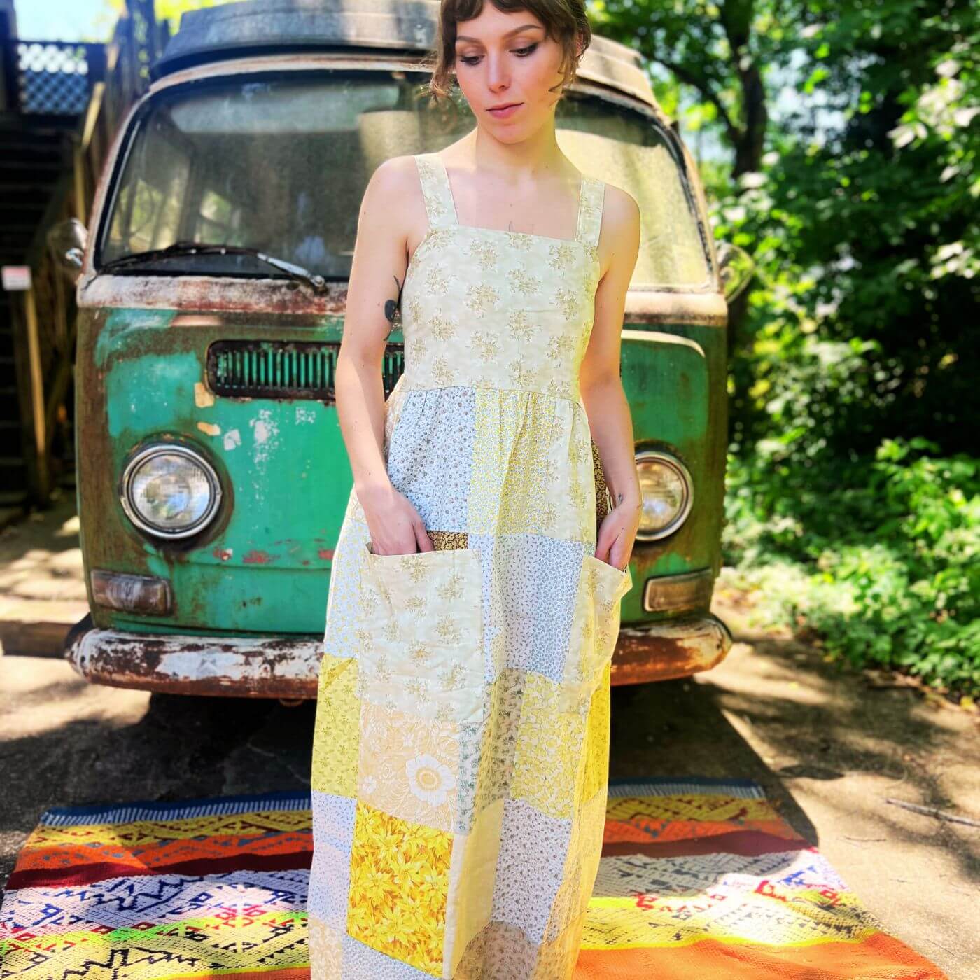 Sunwashed Patchwork Prairie Dress