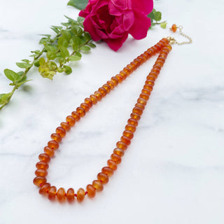 Carnelian 8mm Hand Knotted Beaded Necklace