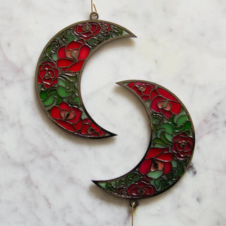 Moon Roses Witchy Christmas Ornament