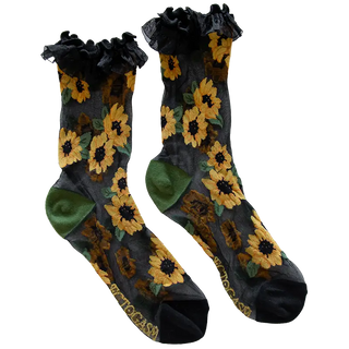 Sheer Sunflower Socks with Lace