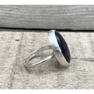 Blue Sandstone Oval Ring in Sterling Silver