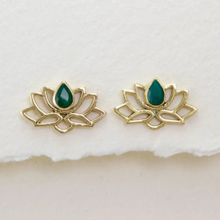 Emerald Lotus Earrings