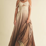 Ombre Pleated Maxi Dress