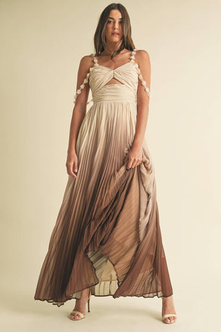 Ombre Pleated Maxi Dress