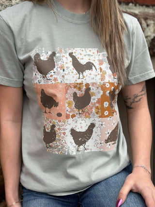 Floral Chickens Tee