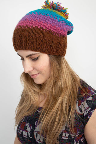 Handmade Wool Knit Pompom Beanie