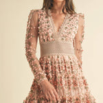 Floral Lace Mini Dress MAUVE / S Floral Lace Mini Dress MAUVE / S