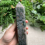 Large Moss Agate Tower