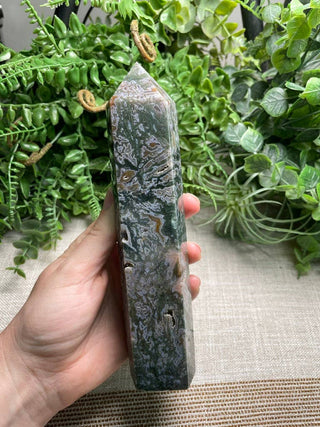 Large Moss Agate Tower