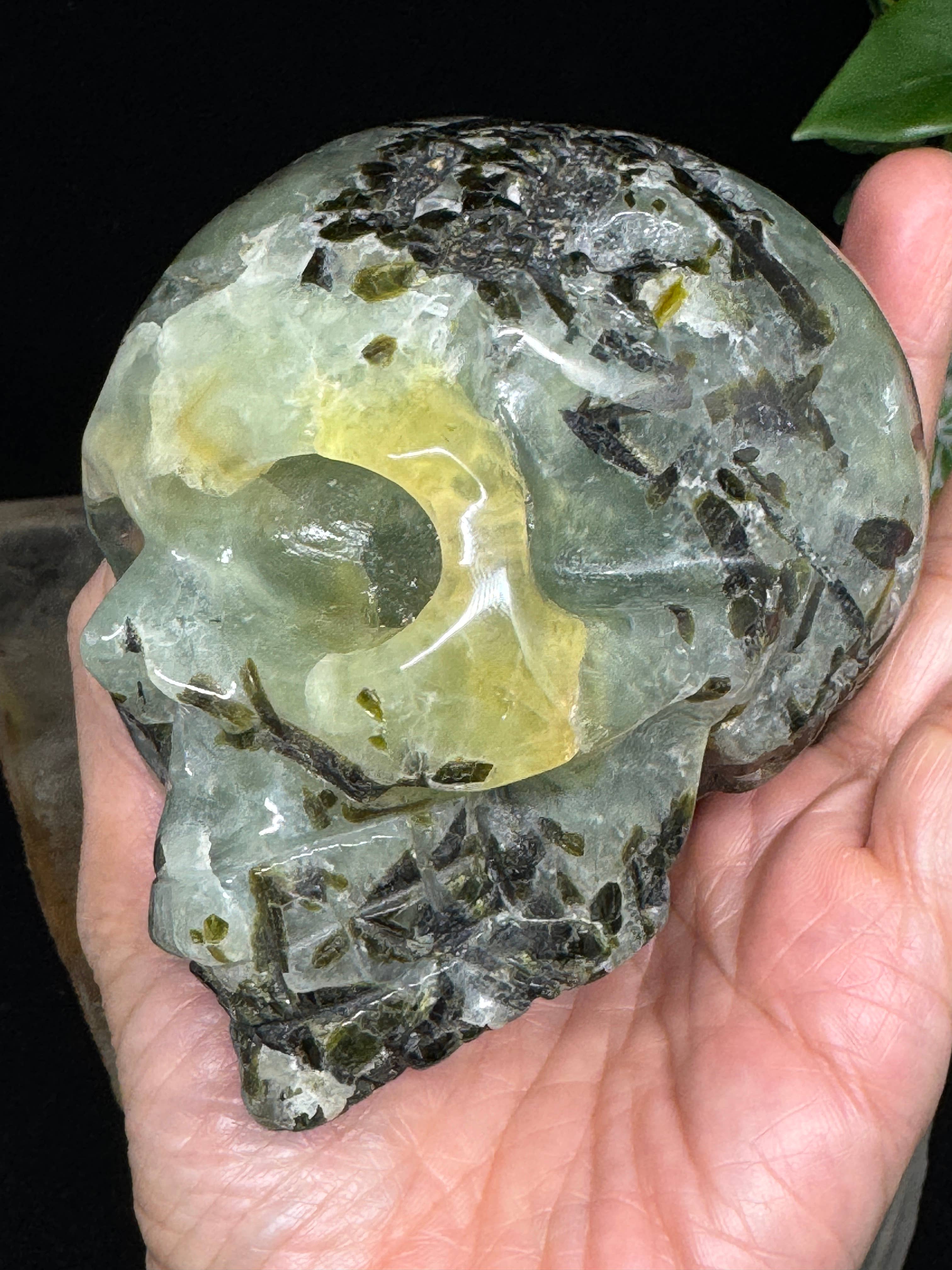 Prehnite Crystal Skull 