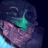 Rare Green & Red Uv Reactive Volcanic Agate Skull