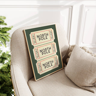 Christmas Wall Art Print | North Pole Ticket Green