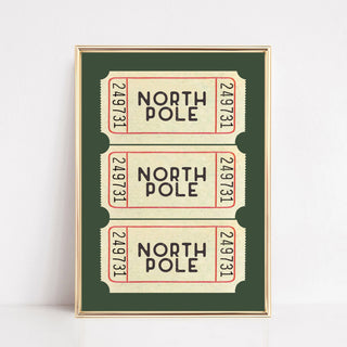 Christmas Wall Art Print | North Pole Ticket Green