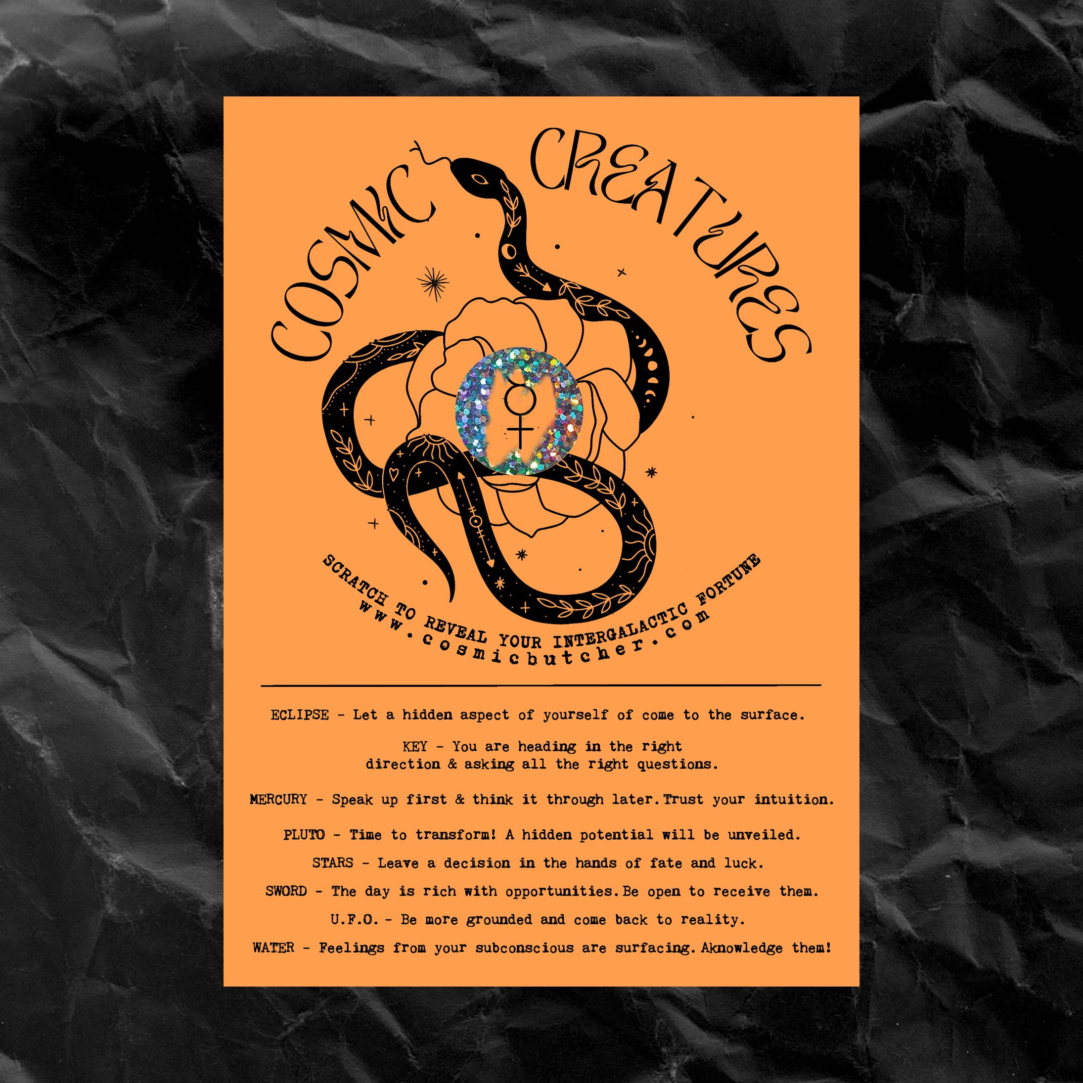 Scratch Off Fortune Card "Cosmic Creatures" (Snake)