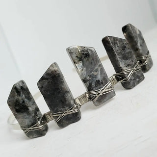 Fairy Crown / Celtic Tiara - Black Labradorite / Larvikite