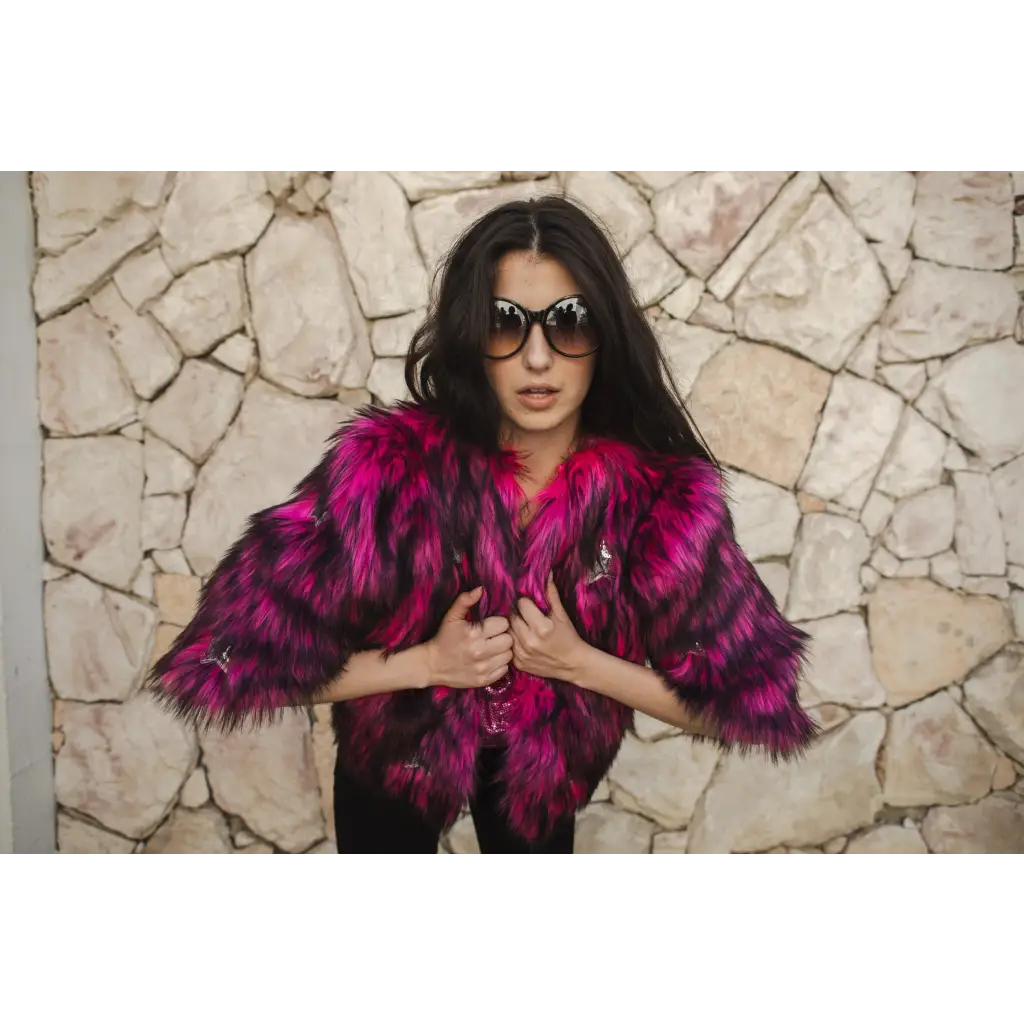 Faux Fur Jacket in Monster Pink by Jennafer Grace
