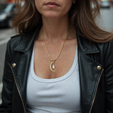Opalite Crescent Necklace – Gold Chain Crystal Moon Pendant