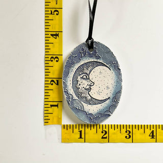 Pottery Ornament - Crescent Moon (Blue)