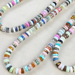 Chunky Multi Gemstone Heishi Beaded Necklace