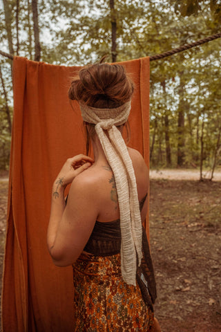 Bohemian Mesh Hair Wrap: Cream