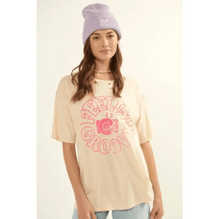 Graphic Tee - Distressed Loose Fit - Feelin’ Groovy