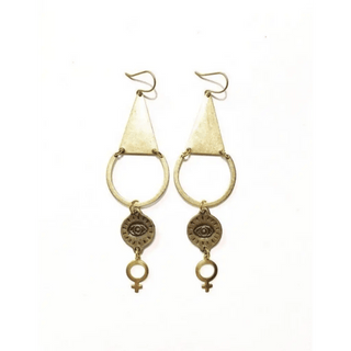 Female Gaze Evil Eye Gold Earrings