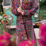 Woven natural cotton hippie unisex trench coat fashion photo