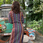 Cuff detail of hippie unisex trench coat with woven fabric