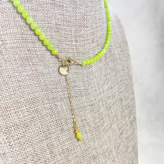 Miriam// Carnelian Teardrop Green Jade Beaded Necklace