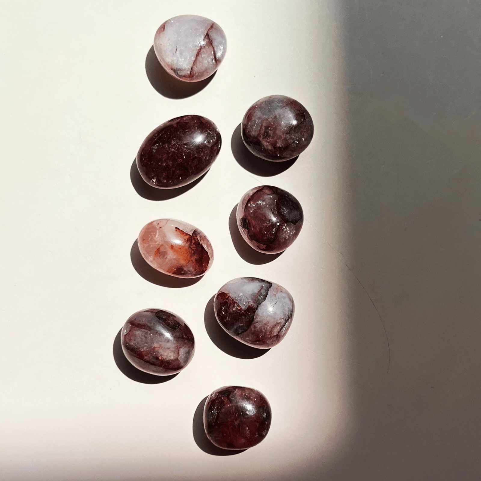 hematoid quartz tumble fire quartz red clear crystal