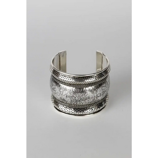 Floral Cuff Bracelet - Silver