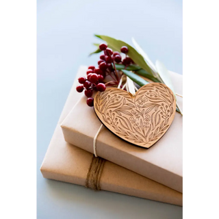 Floral Heart Wood Ornament