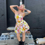 Floral Print Bubble Skirt Mini Dress