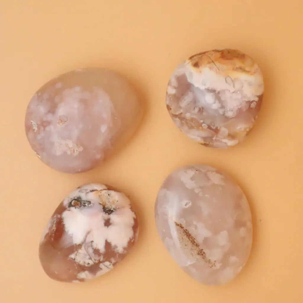 Flower Agate Crystal Palm Stone Tumbled - Crystals