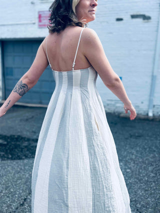 back view of minimalist bohemian midi dress