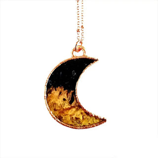 Fossilized Palm Wood Moon Necklace