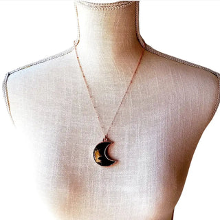 Fossilized Palm Wood Moon Necklace