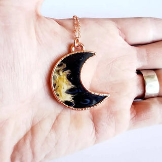 Fossilized Palm Wood Moon Necklace